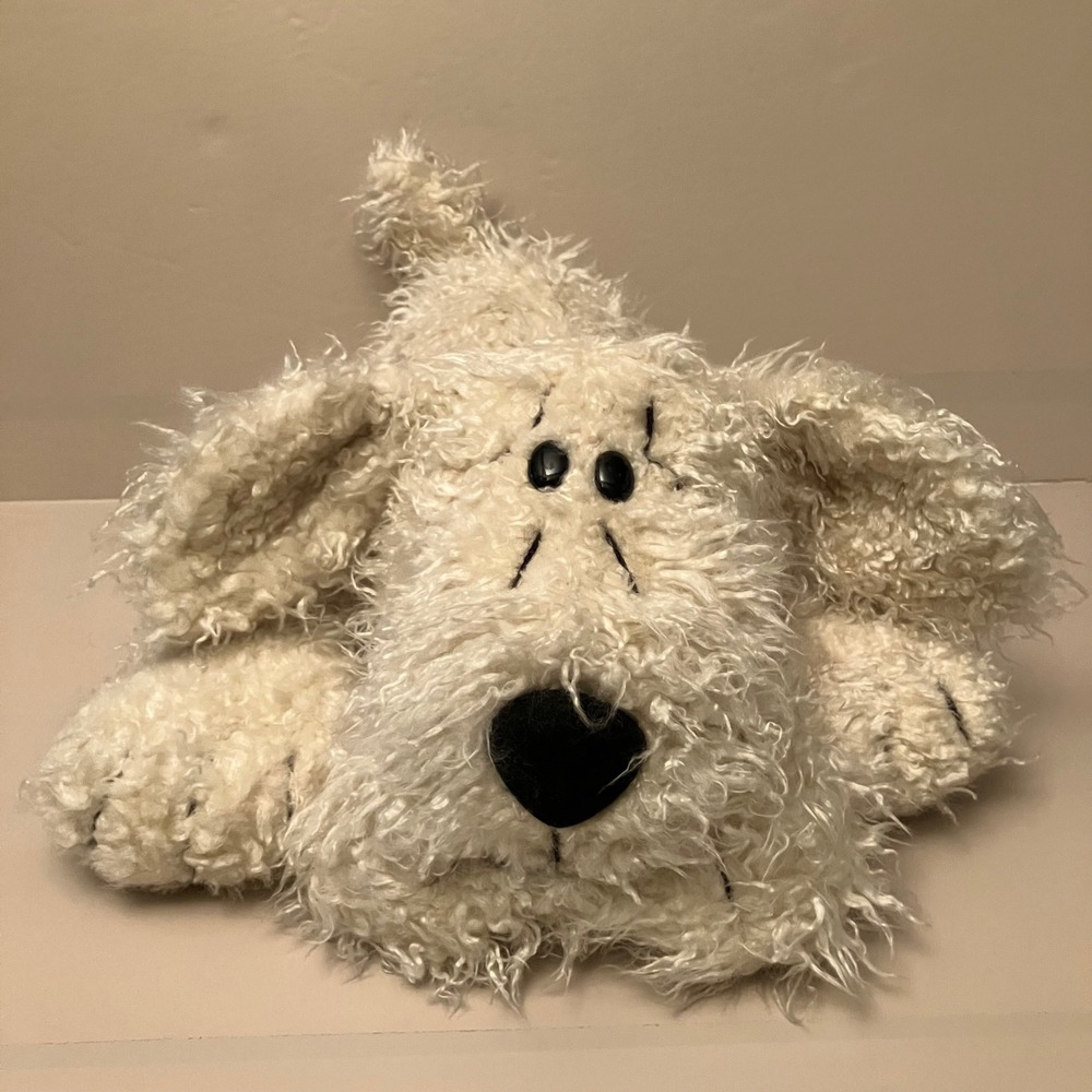 Russ Berrie Curly Dog Plush Cream Shaggy Sherpa Stuffed Animal 628 Vintage 16in